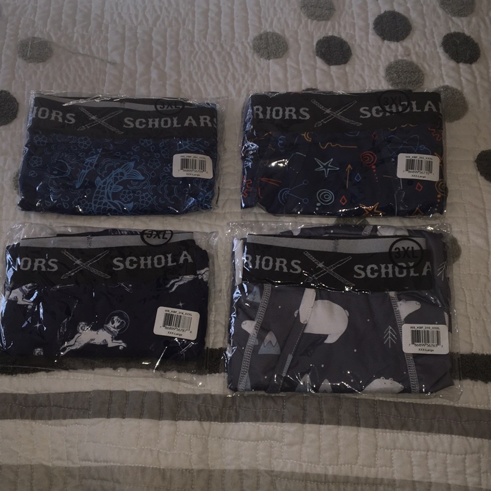 New! Warriors & Scholars Boxer Briefs Size 3XL | 4 Pairs